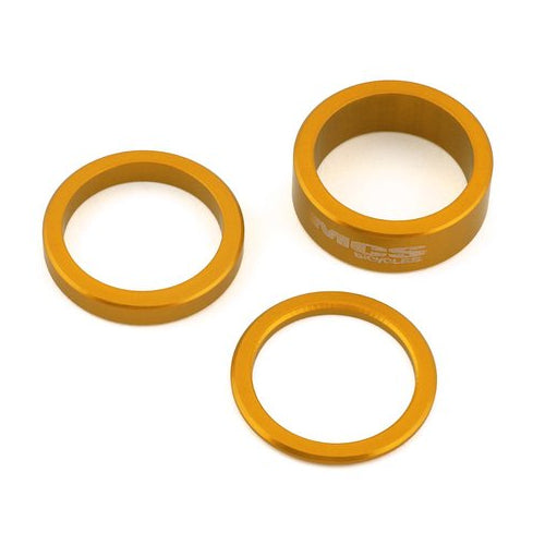 MCS Aluminum Headset Shim/Spacer 3-pc Kit - 1-1/8" - Gold