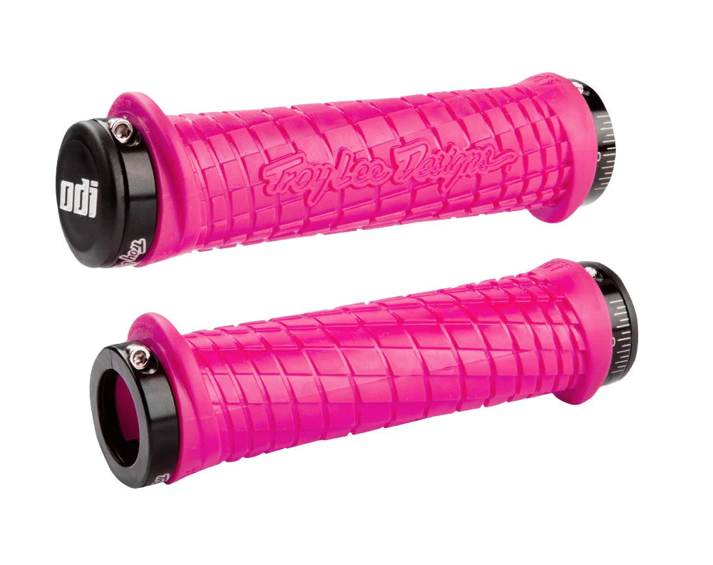 ODI Troy Lee Designs Lock-On BMX Grips - Pink w/ Black clamps - USA Made