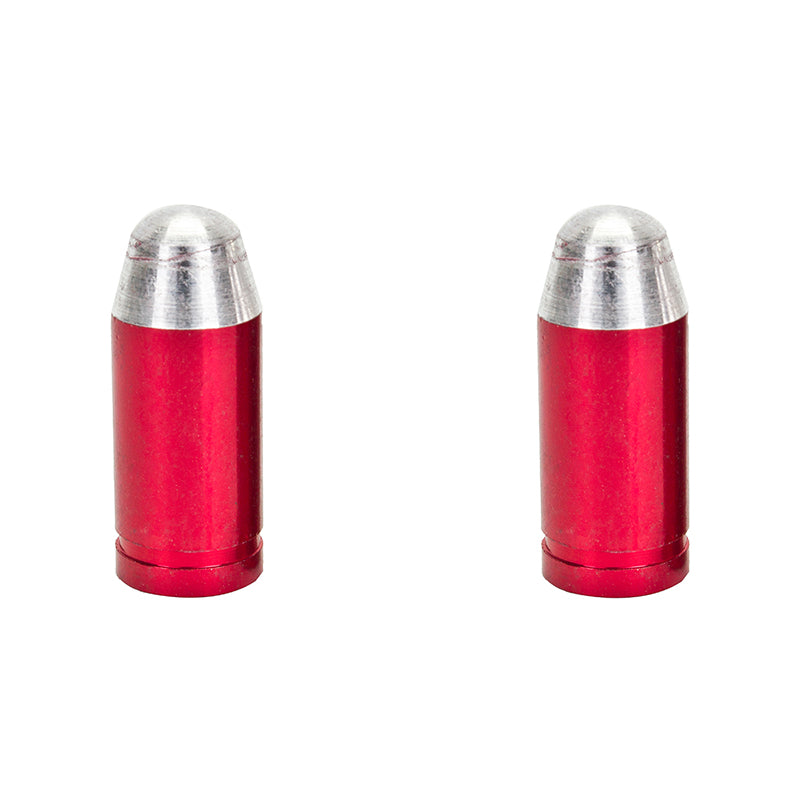Trik Topz Bullet Tip Aluminum Valve Caps - Pair - Red & Silver