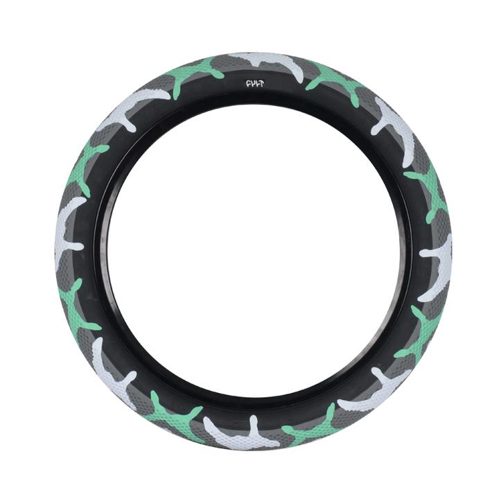 20x2.40 Cult BMX Vans  Tire - Teal Camo w/ Black Sidewall